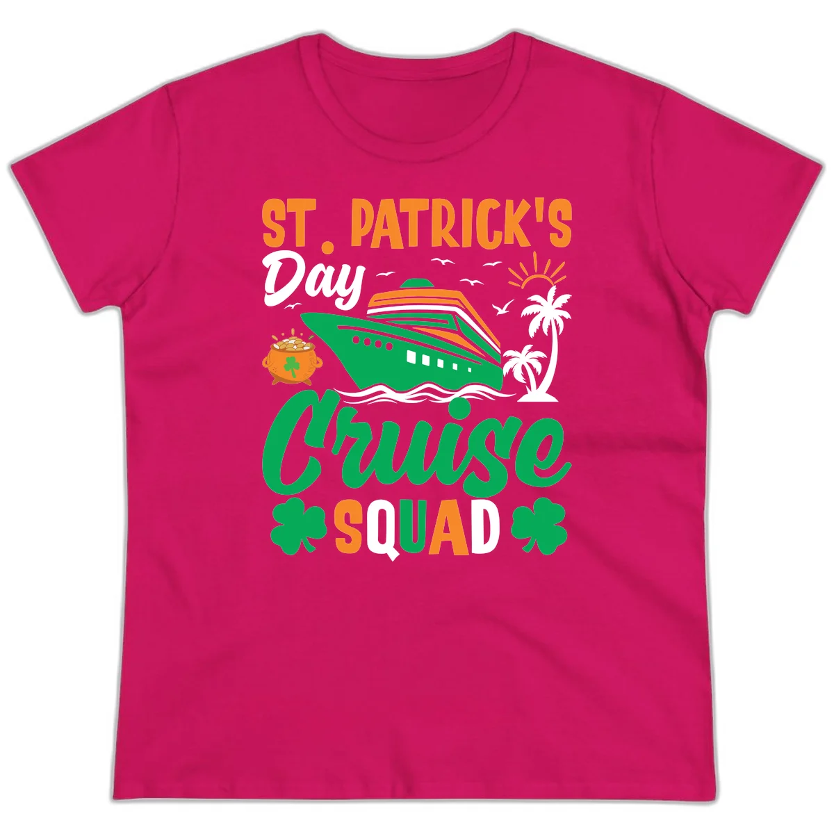 St. Patrick's Day Cruise Squad Ladies Tee in Heliconia