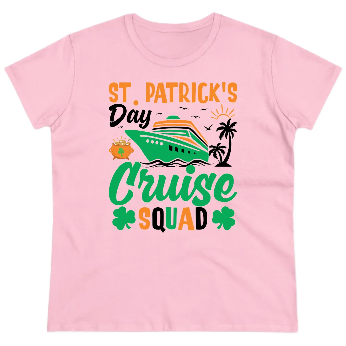 St. Patrick's Day Cruise Squad Ladies Tee in Light Pink