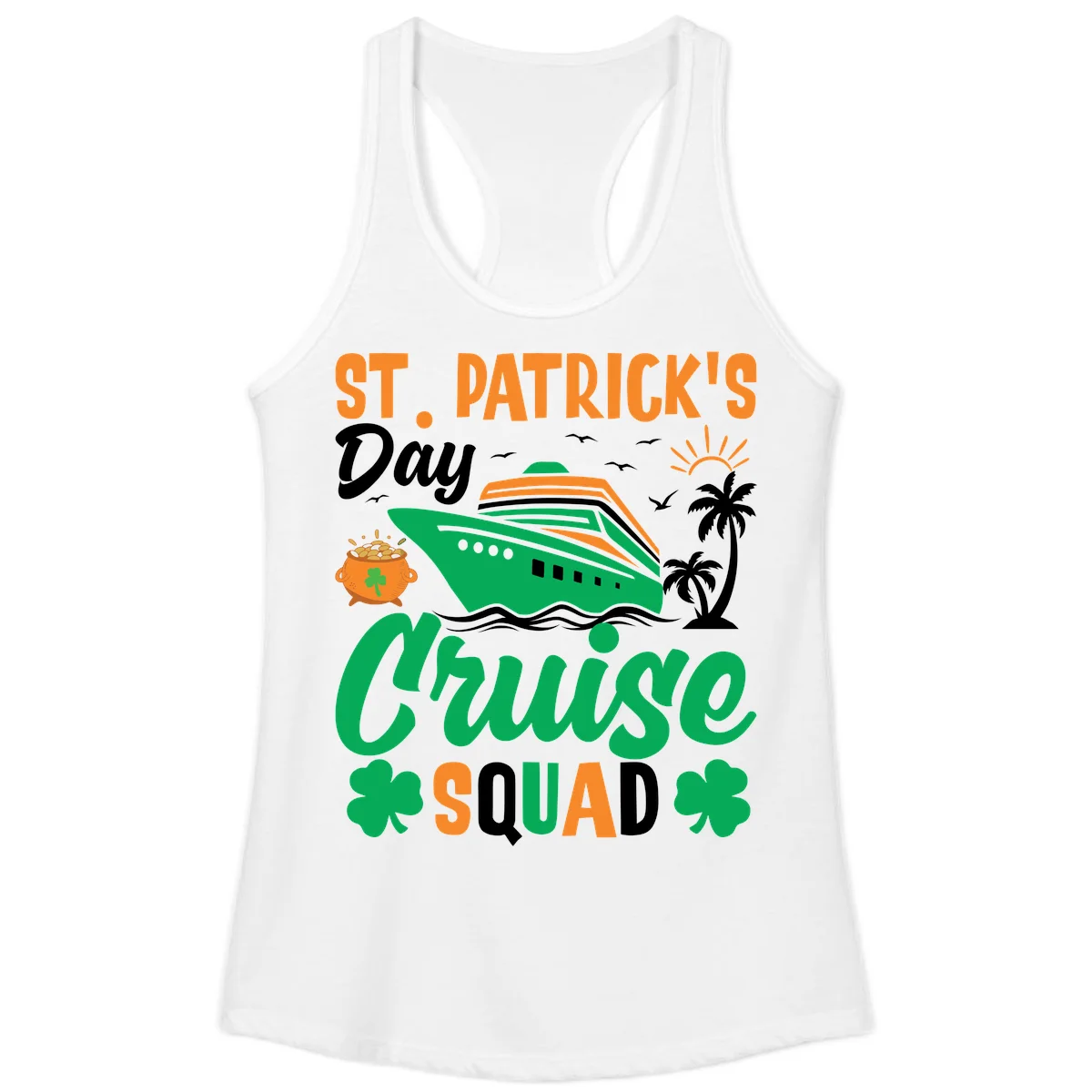 St. Patrick's Day Cruise Squad Ladies Tank in White