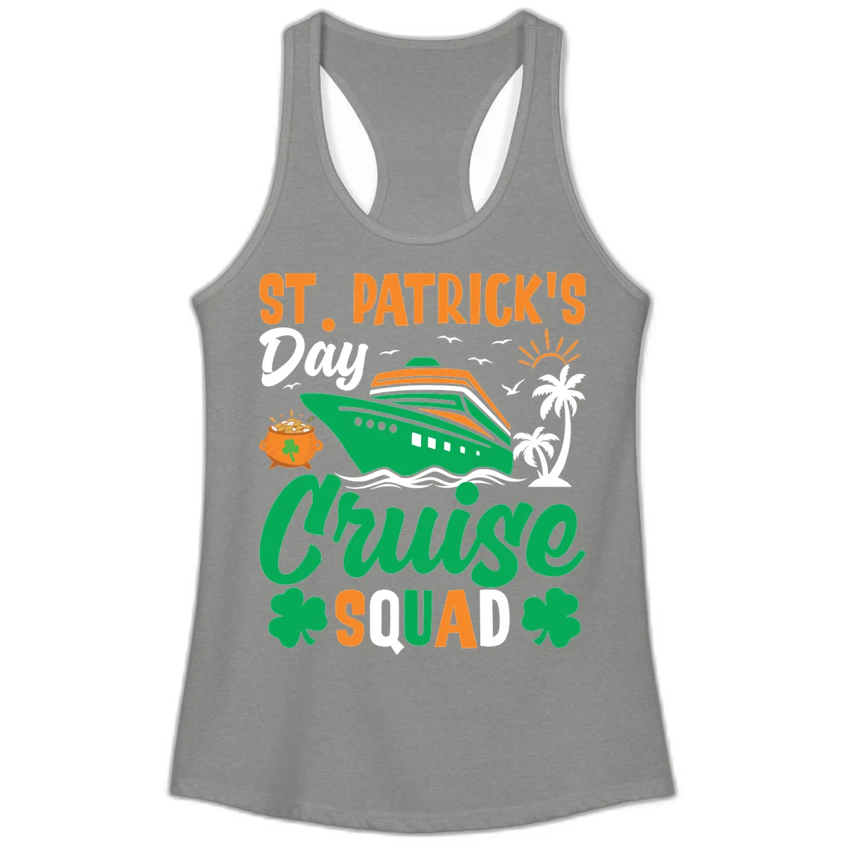 St. Patrick's Day Cruise Squad Ladies Tank in Heather Grey