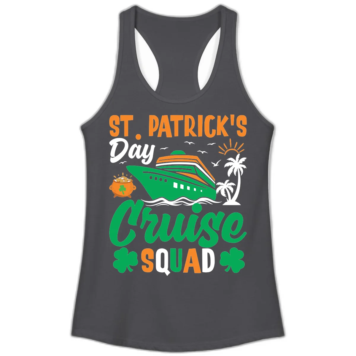 St. Patrick's Day Cruise Squad Ladies Tank in Solid Dark Gray