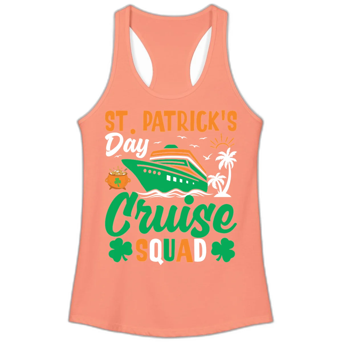 St. Patrick's Day Cruise Squad Ladies Tank in Solid Light Orange