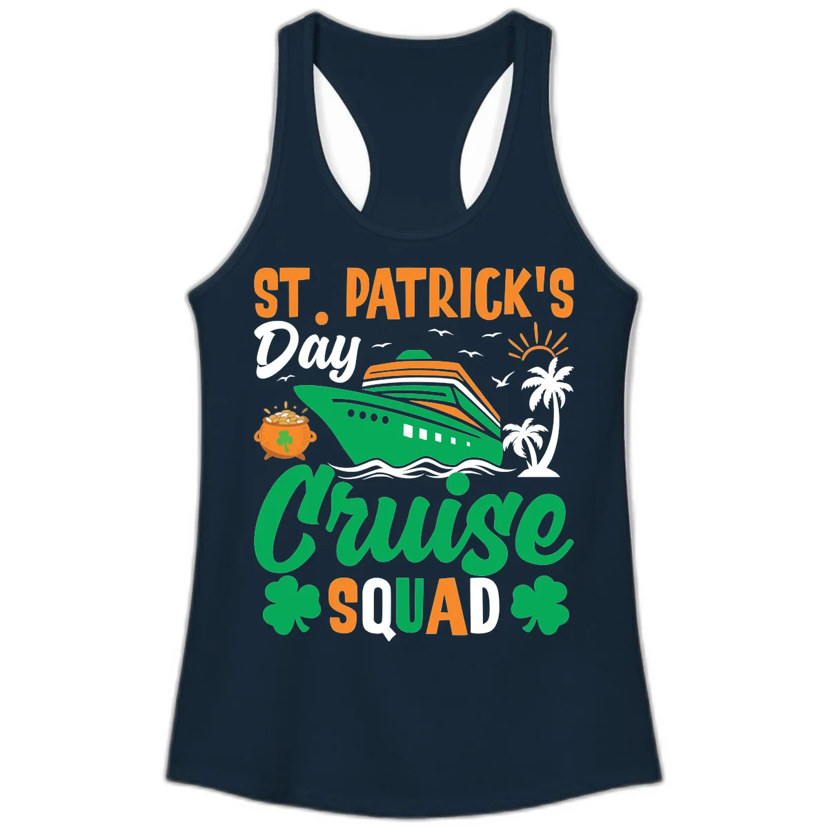 St. Patrick's Day Cruise Squad Ladies Tank in Solid Midnight Navy