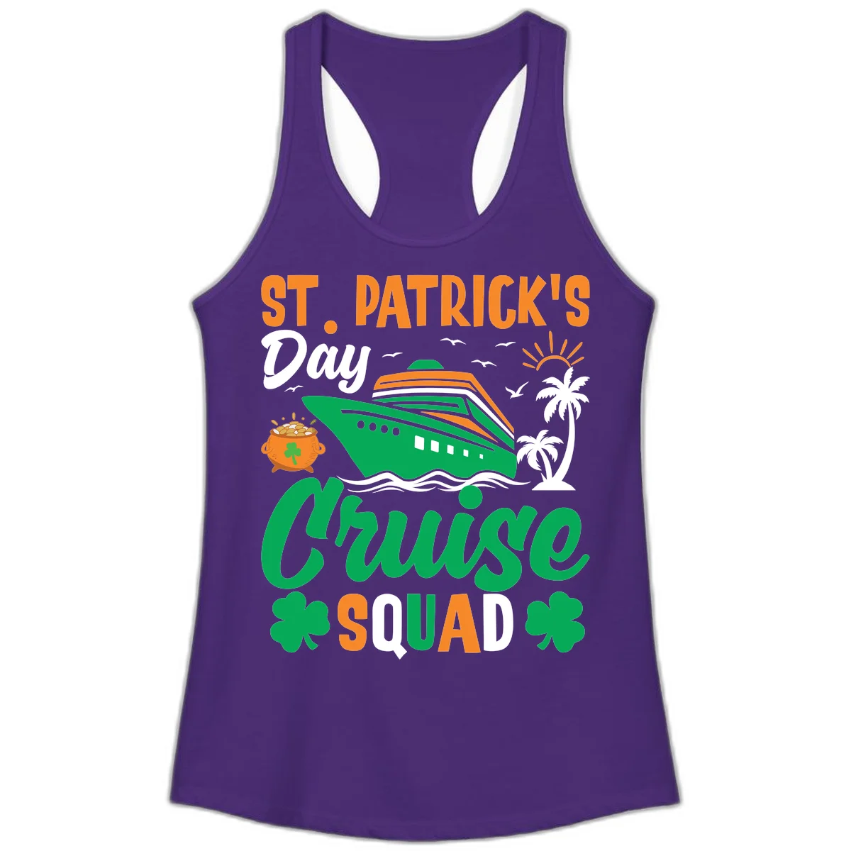 St. Patrick's Day Cruise Squad Ladies Tank in Solid Purple Rush