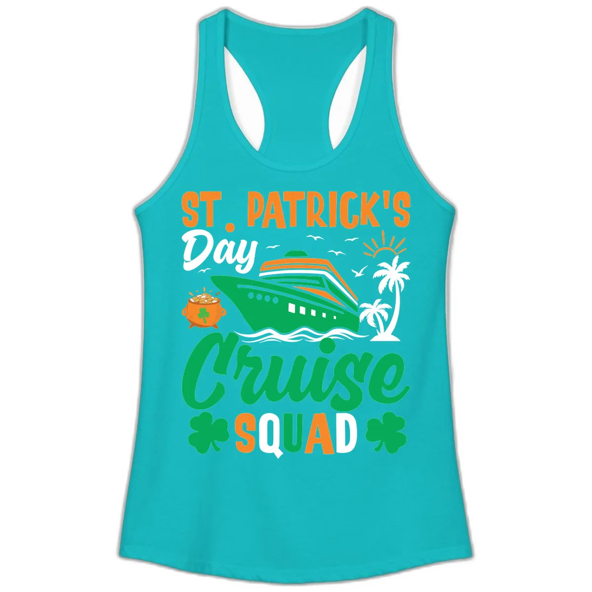 St. Patrick's Day Cruise Squad Ladies Tank in Tahiti Blue