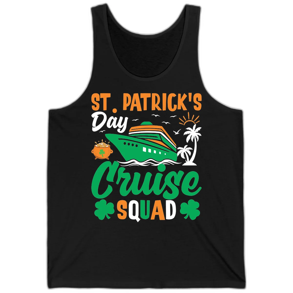 St. Patrick's Day Cruise Squad Tank in Black