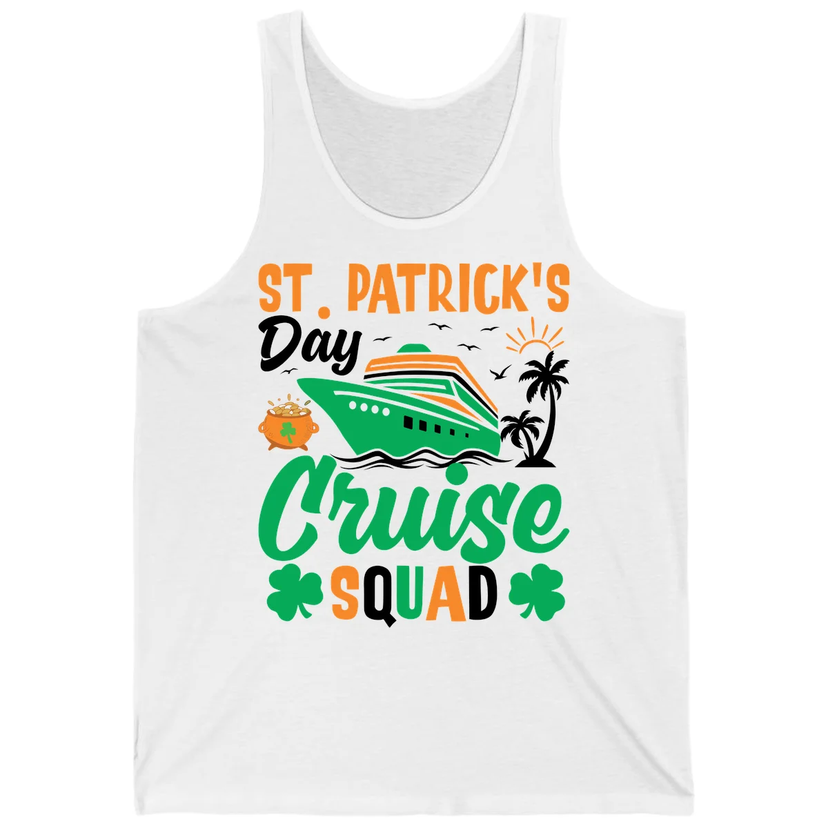 St. Patrick's Day Cruise Squad Tank in White