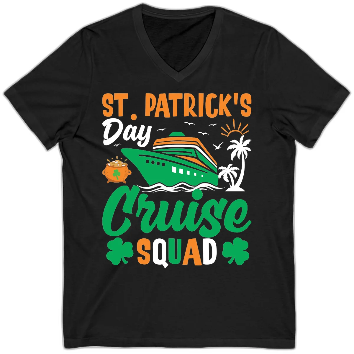 St. Patrick's Day Cruise Squad V-Neck in Black