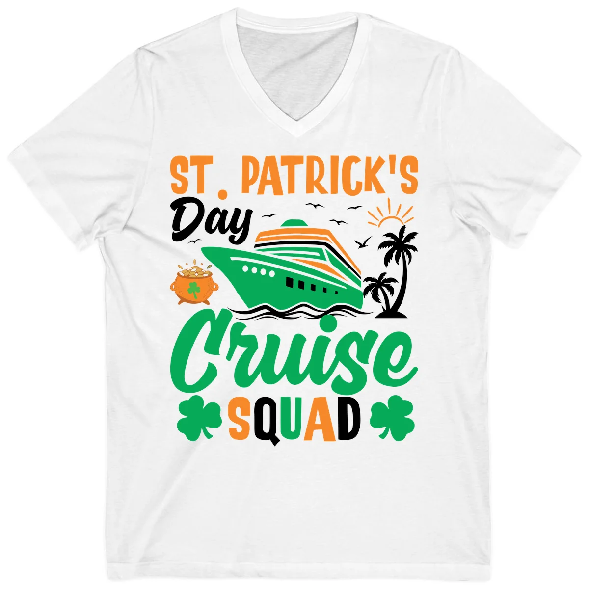 St. Patrick's Day Cruise Squad V-Neck in White