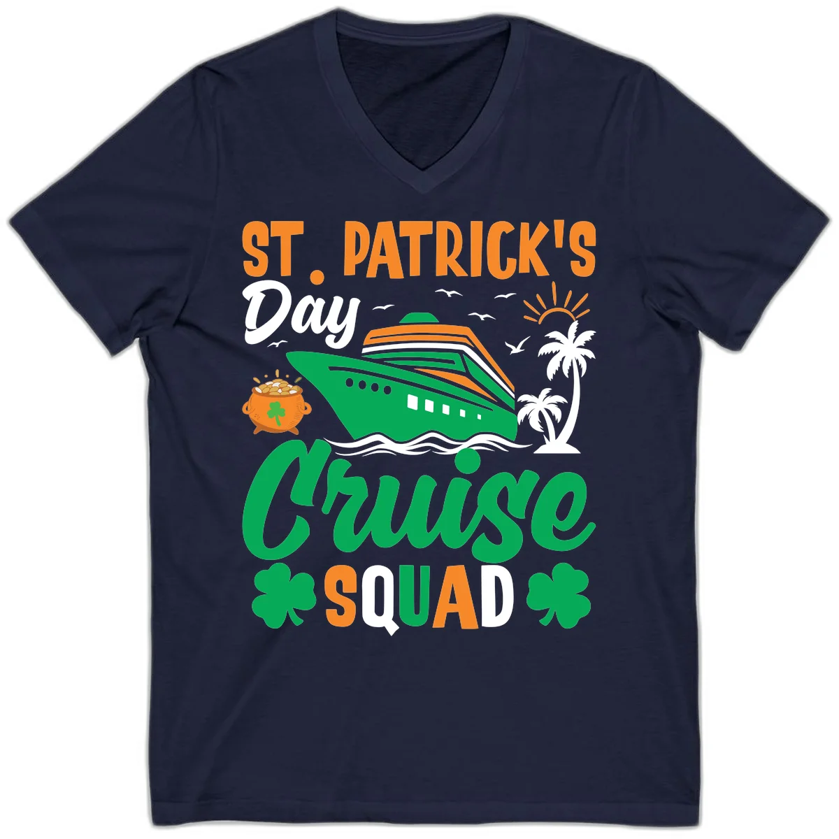 St. Patrick's Day Cruise Squad V-Neck in Navy