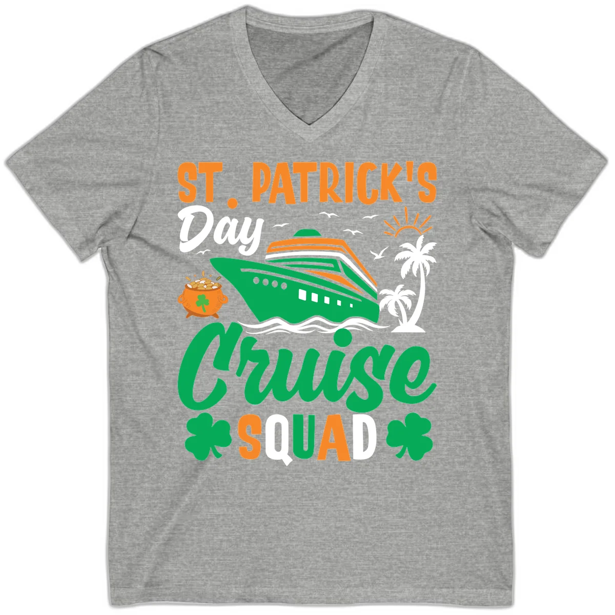 St. Patrick's Day Cruise Squad V-Neck in Athletic Heather