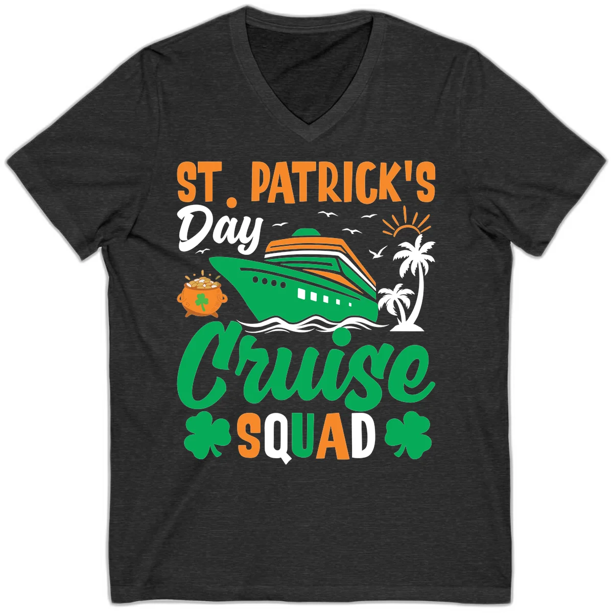 St. Patrick's Day Cruise Squad V-Neck in Dark Grey Heather