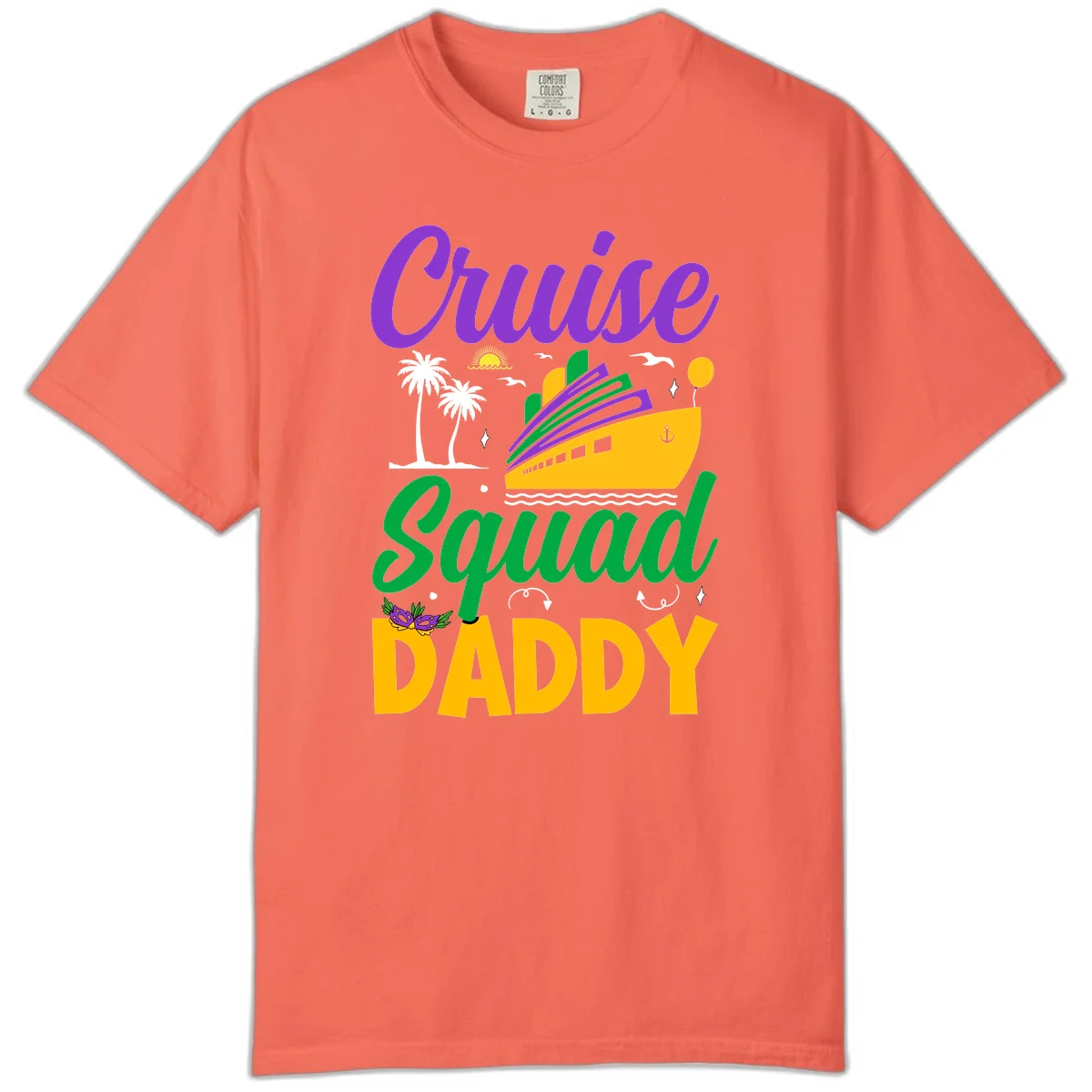 Cruise Squad Daddy Comfort Color Family Cruise Tee in Bright Salmon