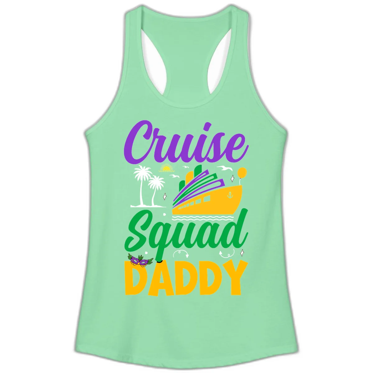 Cruise Squad Daddy Fun Ladies Racerback Tank in Solid Mint