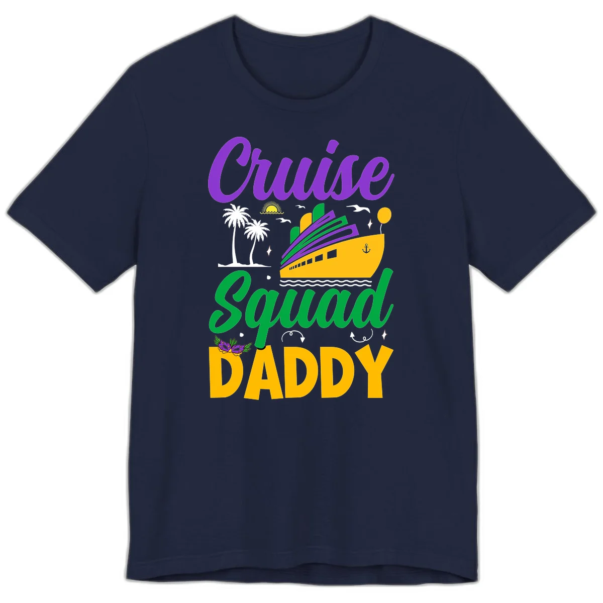 Cruise Squad Daddy Tropical Cruise Premium T-Shirt in Navy