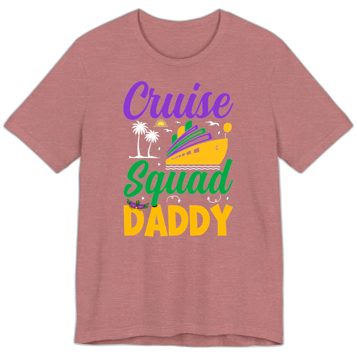 Cruise Squad Daddy Tropical Cruise Premium T-Shirt in Heather Mauve