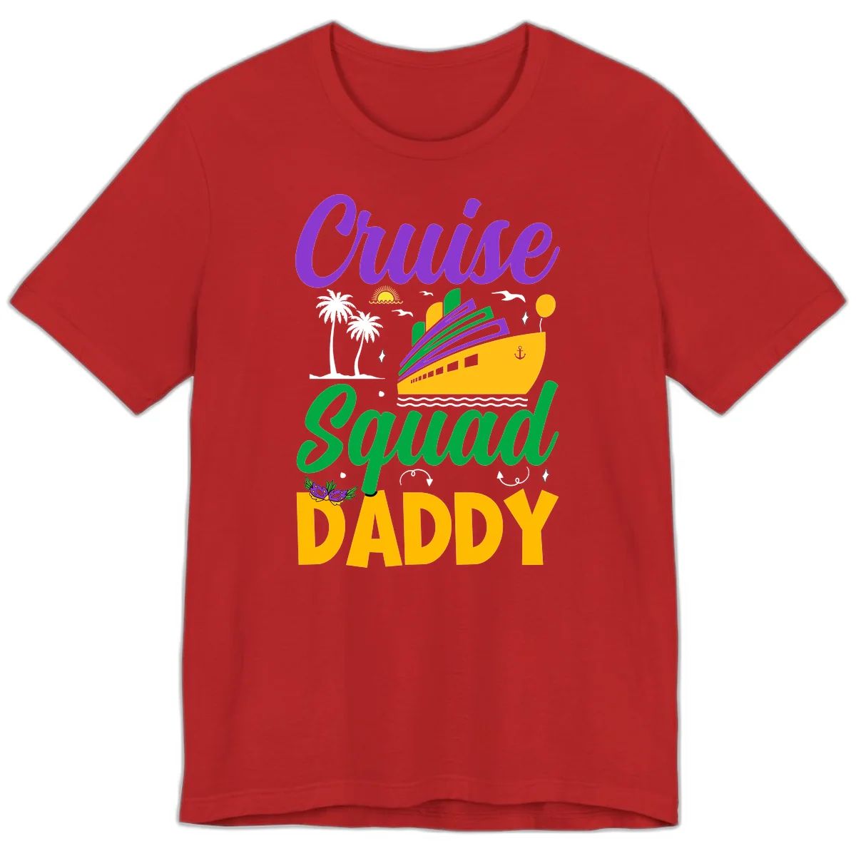 Cruise Squad Daddy Tropical Cruise Premium T-Shirt in Red
