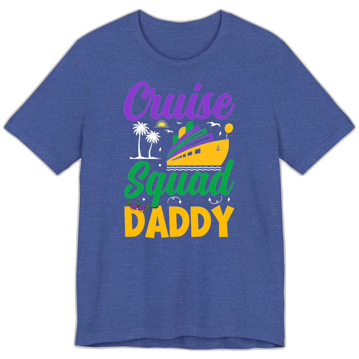 Cruise Squad Daddy Tropical Cruise Premium T-Shirt in Heather True Royal