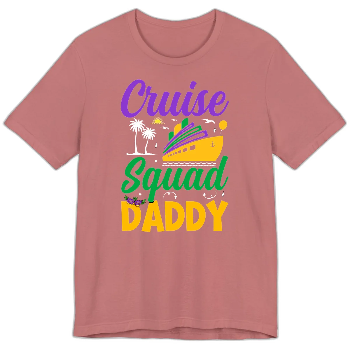 Cruise Squad Daddy Tropical Cruise Premium T-Shirt in Mauve