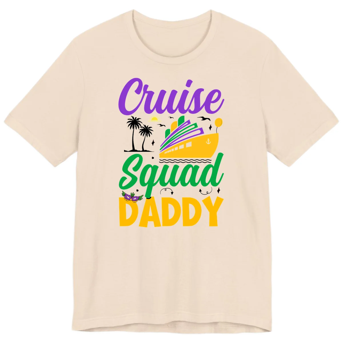 Cruise Squad Daddy Tropical Cruise Premium T-Shirt in Soft Cream