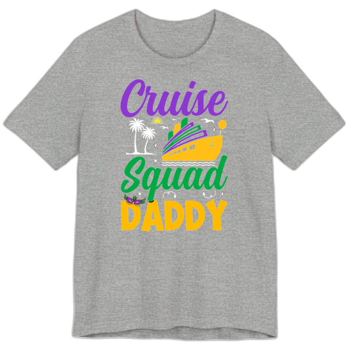 Cruise Squad Daddy Tropical Cruise Premium T-Shirt in Athletic Heather