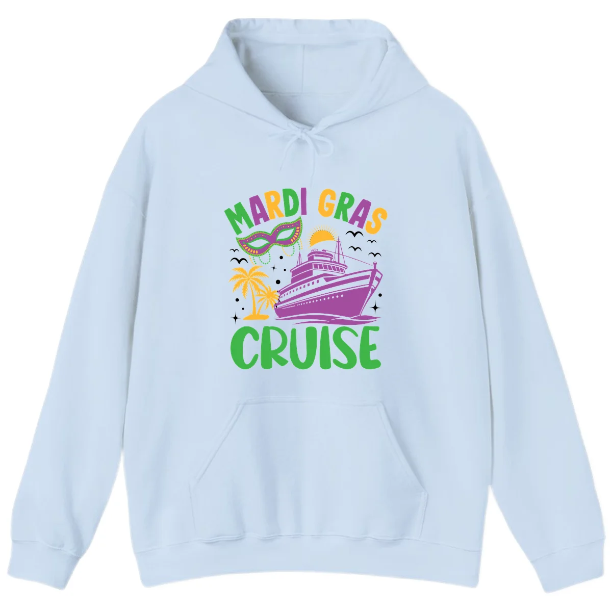 Mardi Gras Cruise Hoodie in Light Blue