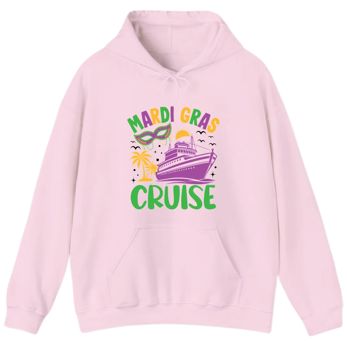 Mardi Gras Cruise Hoodie in Light Pink