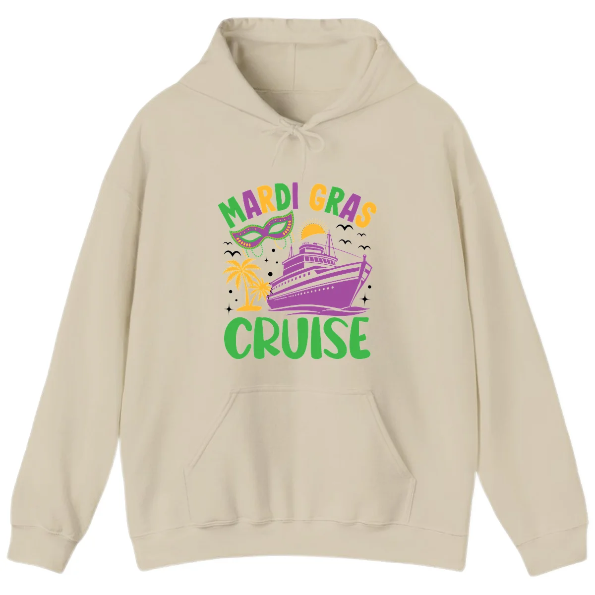 Mardi Gras Cruise Hoodie in Sand