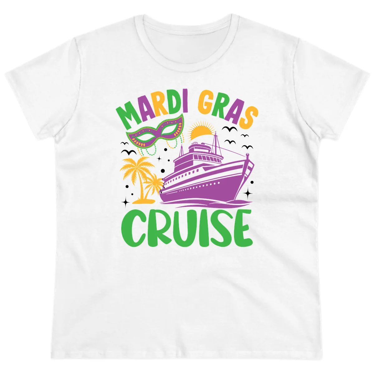 Mardi Gras Cruise Ladies Tee in White