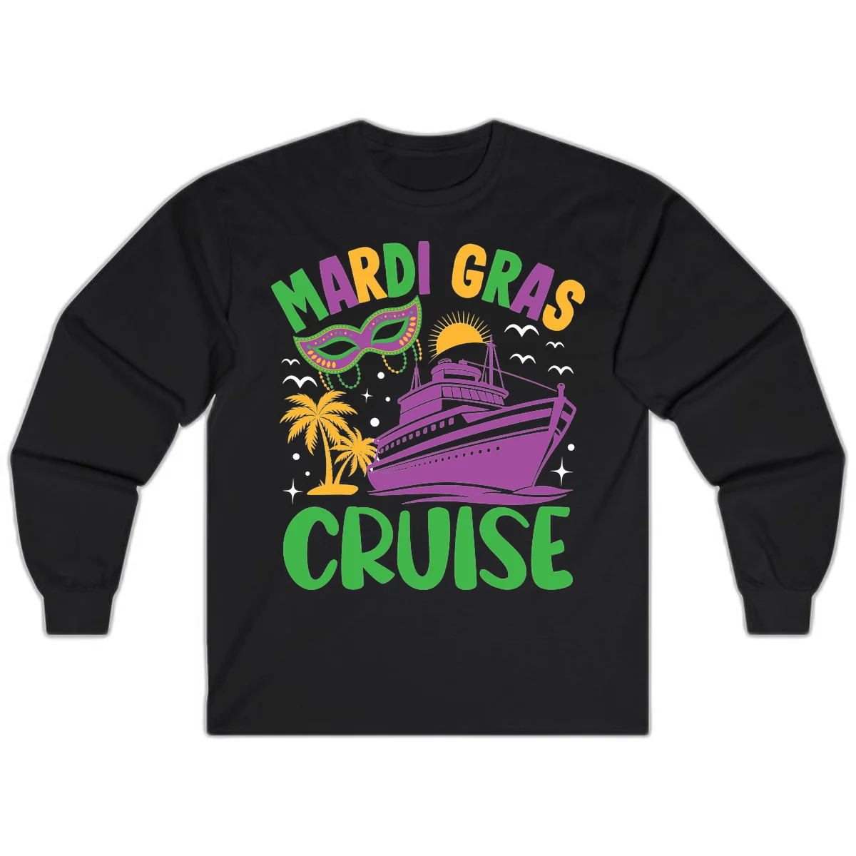 Mardi Gras Cruise Long Sleeve in Black