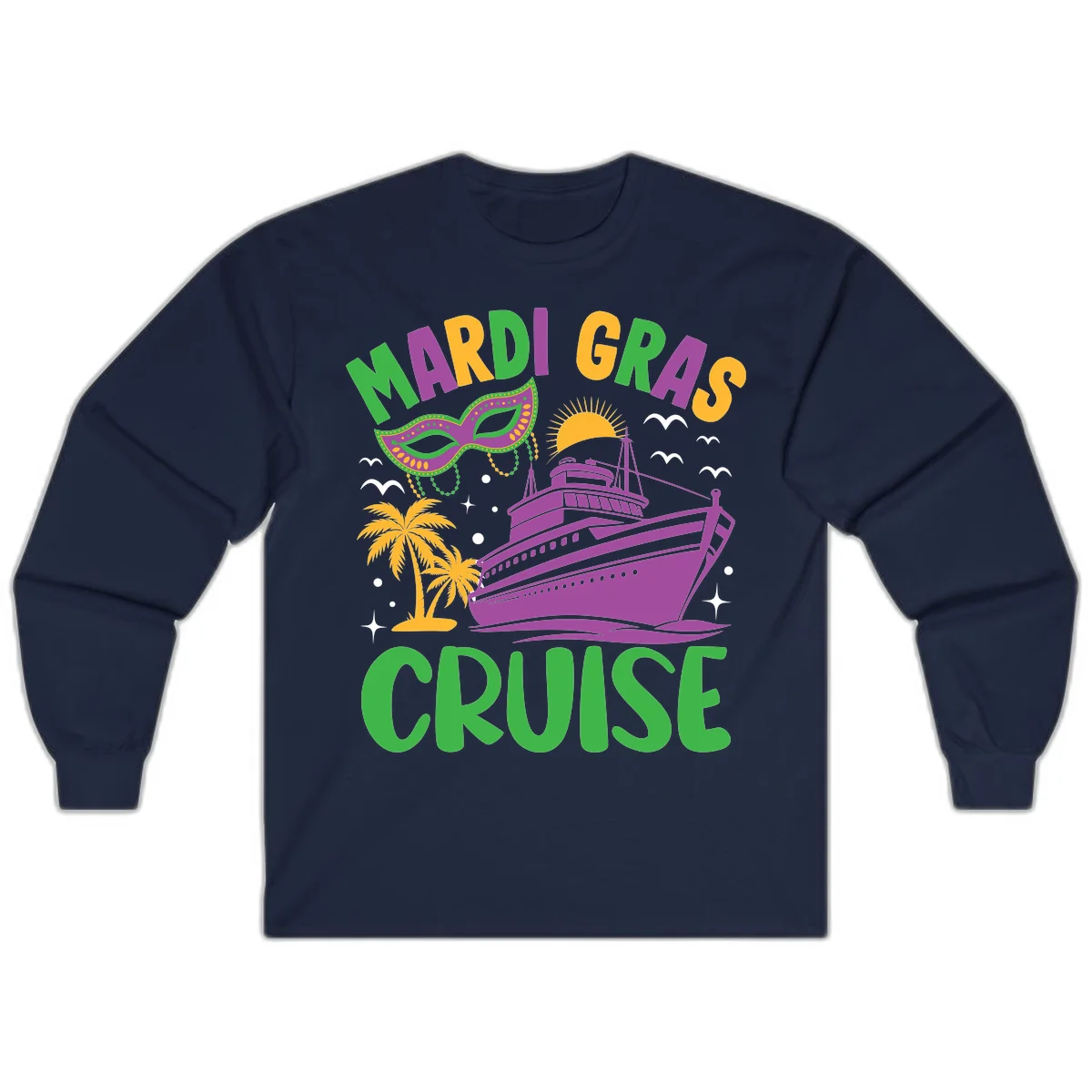 Mardi Gras Cruise Long Sleeve in Navy