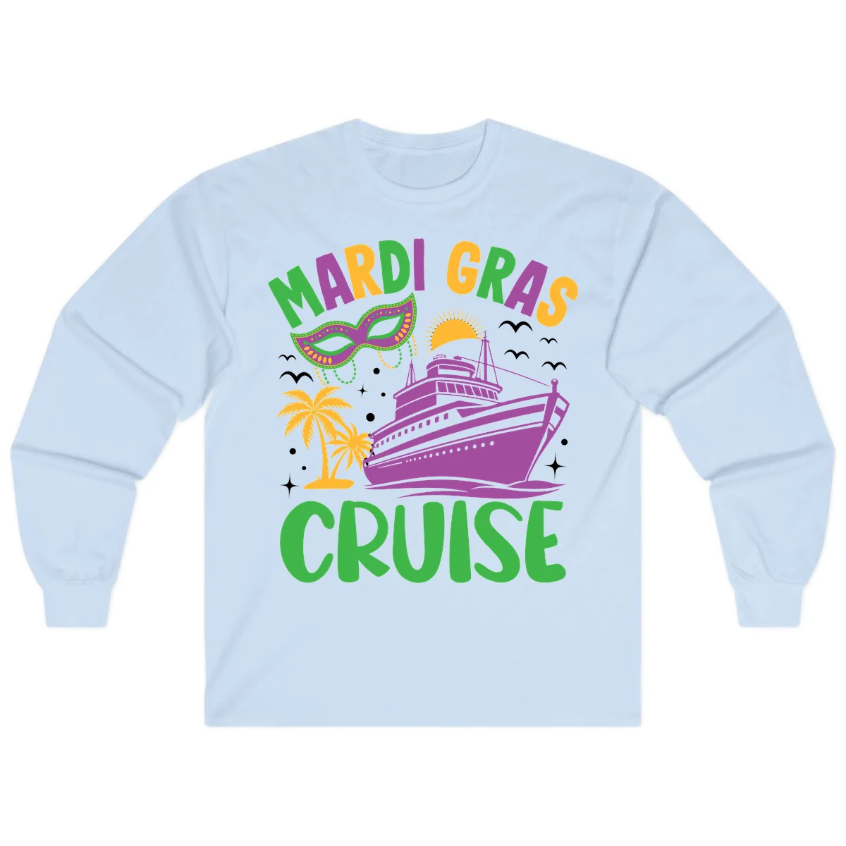 Mardi Gras Cruise Long Sleeve in Light Blue