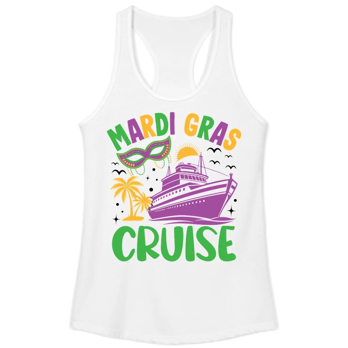Mardi Gras Cruise Ladies Tank in White