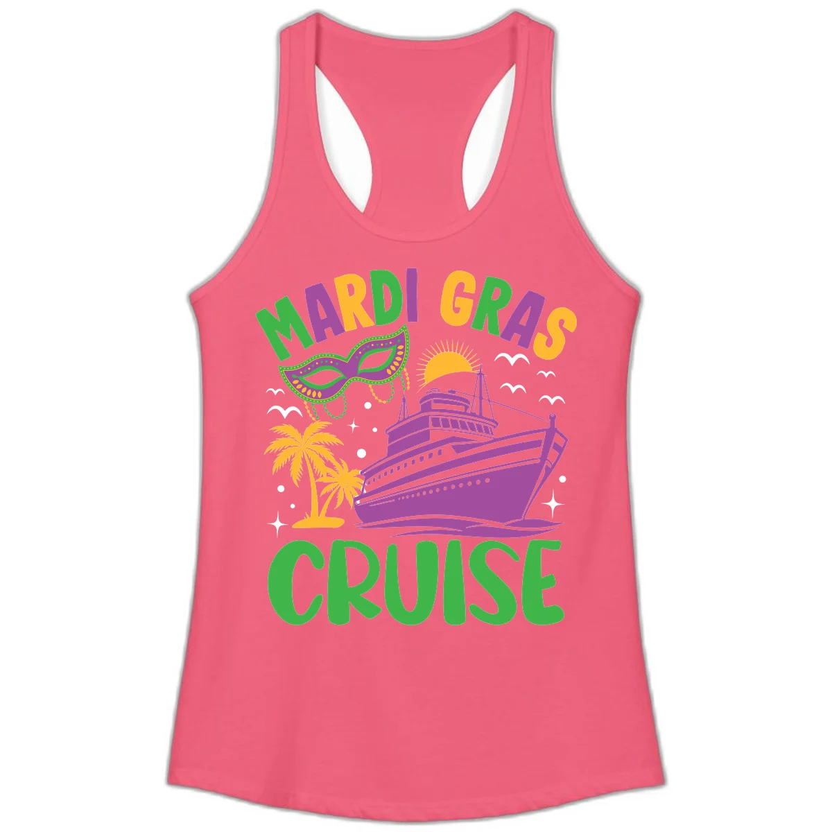 Mardi Gras Cruise Ladies Tank in Hot Pink