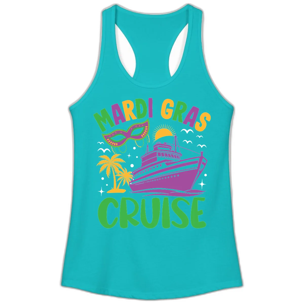 Mardi Gras Cruise Ladies Tank in Tahiti Blue