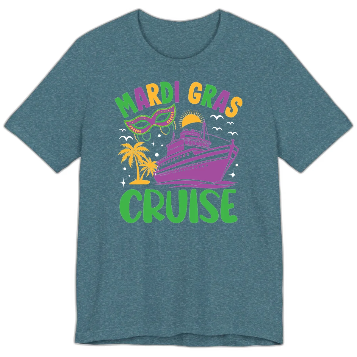 Mardi Gras Cruise Premium T-Shirt in Heather Deep Teal