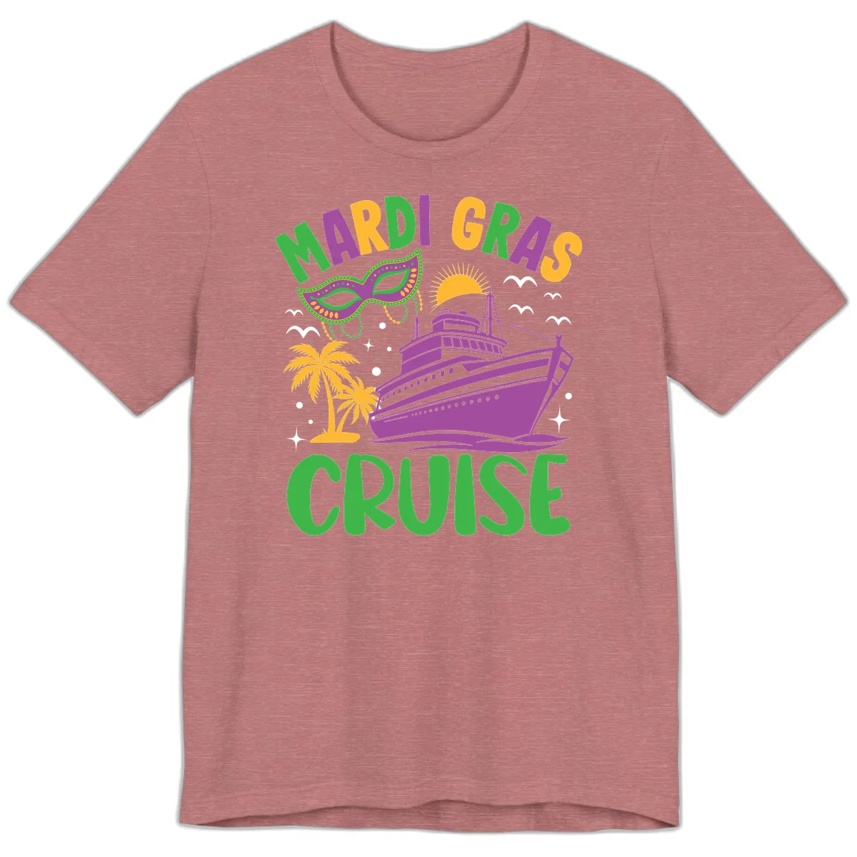 Mardi Gras Cruise Premium T-Shirt in Heather Mauve