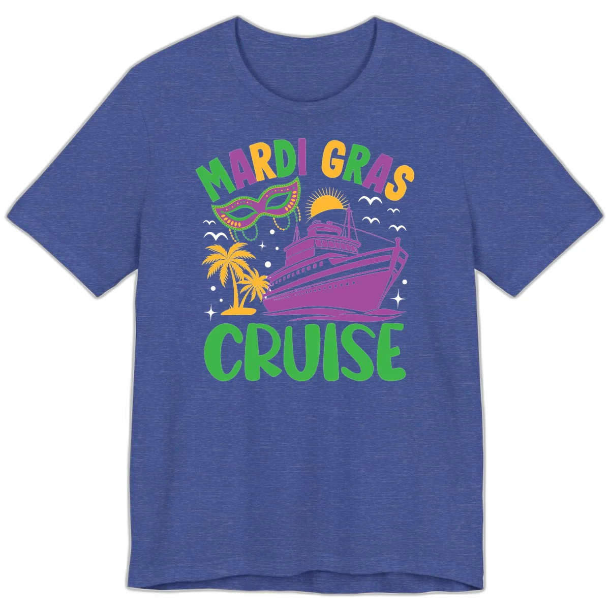 Mardi Gras Cruise Premium T-Shirt in Heather True Royal