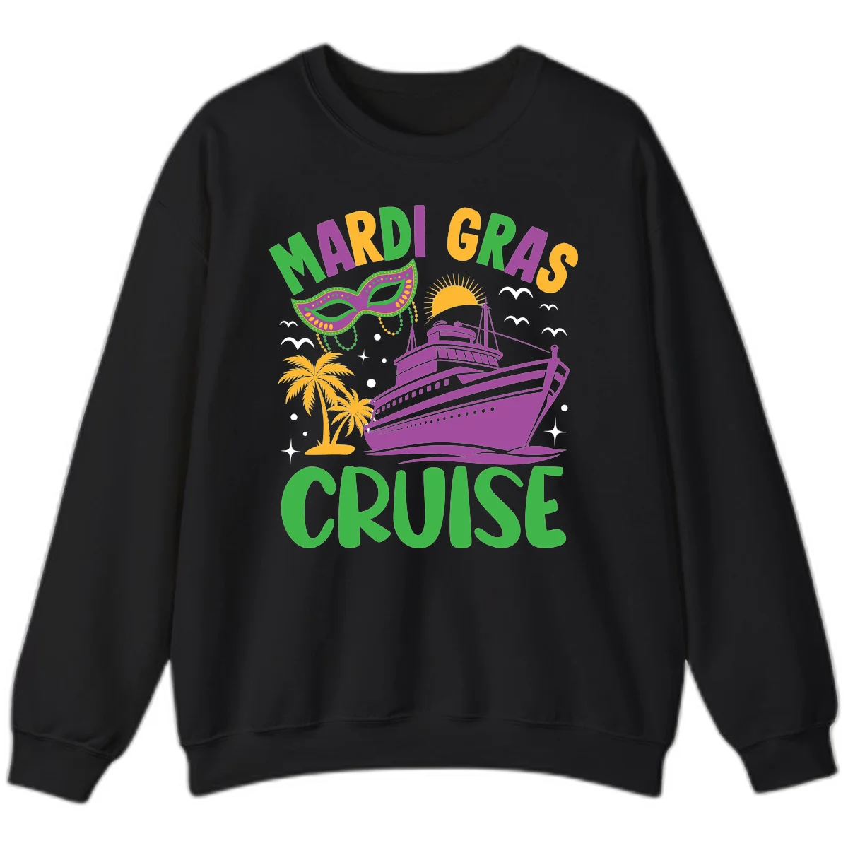 Mardi Gras Cruise Sweatshirt in Black