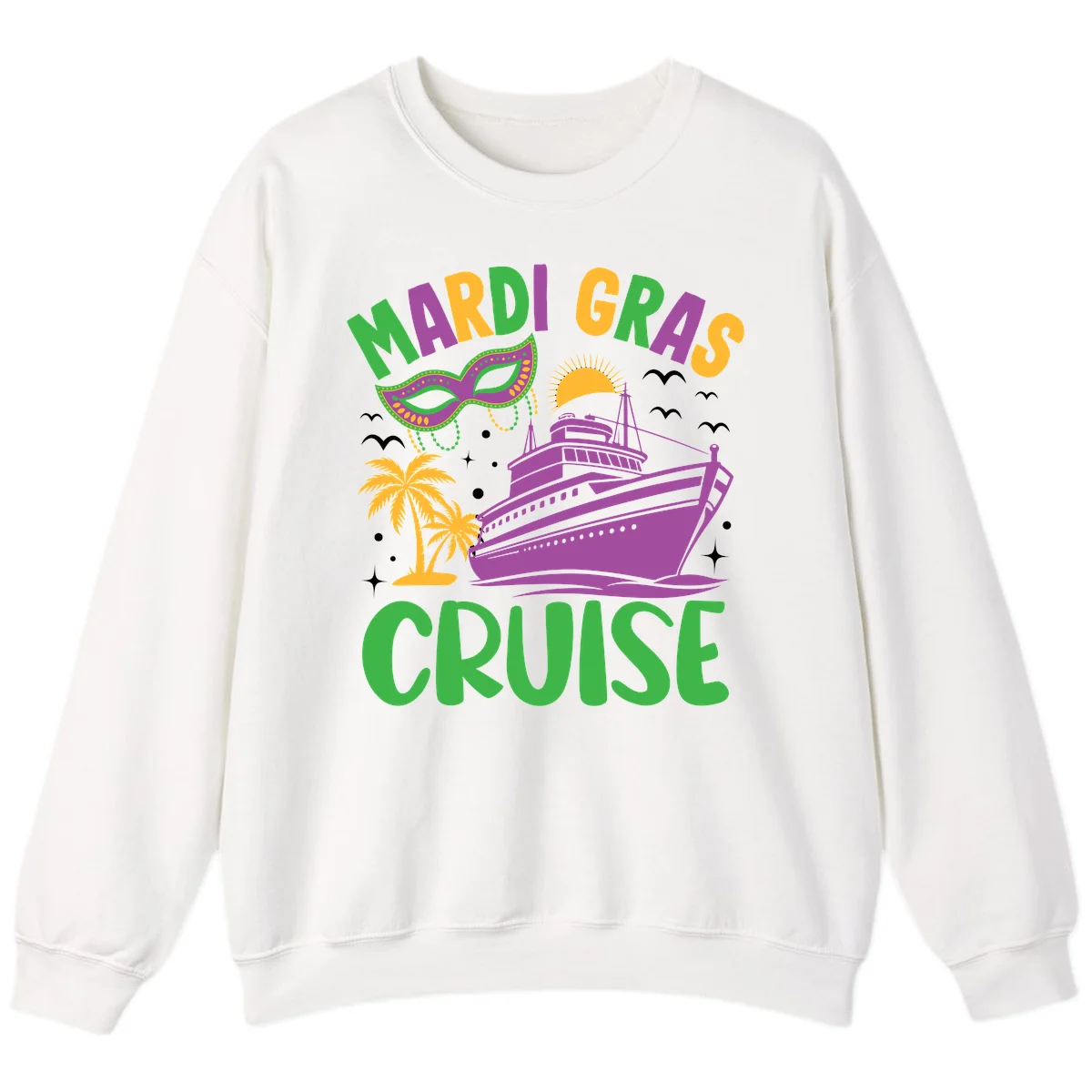 Mardi Gras Cruise Sweatshirt in White