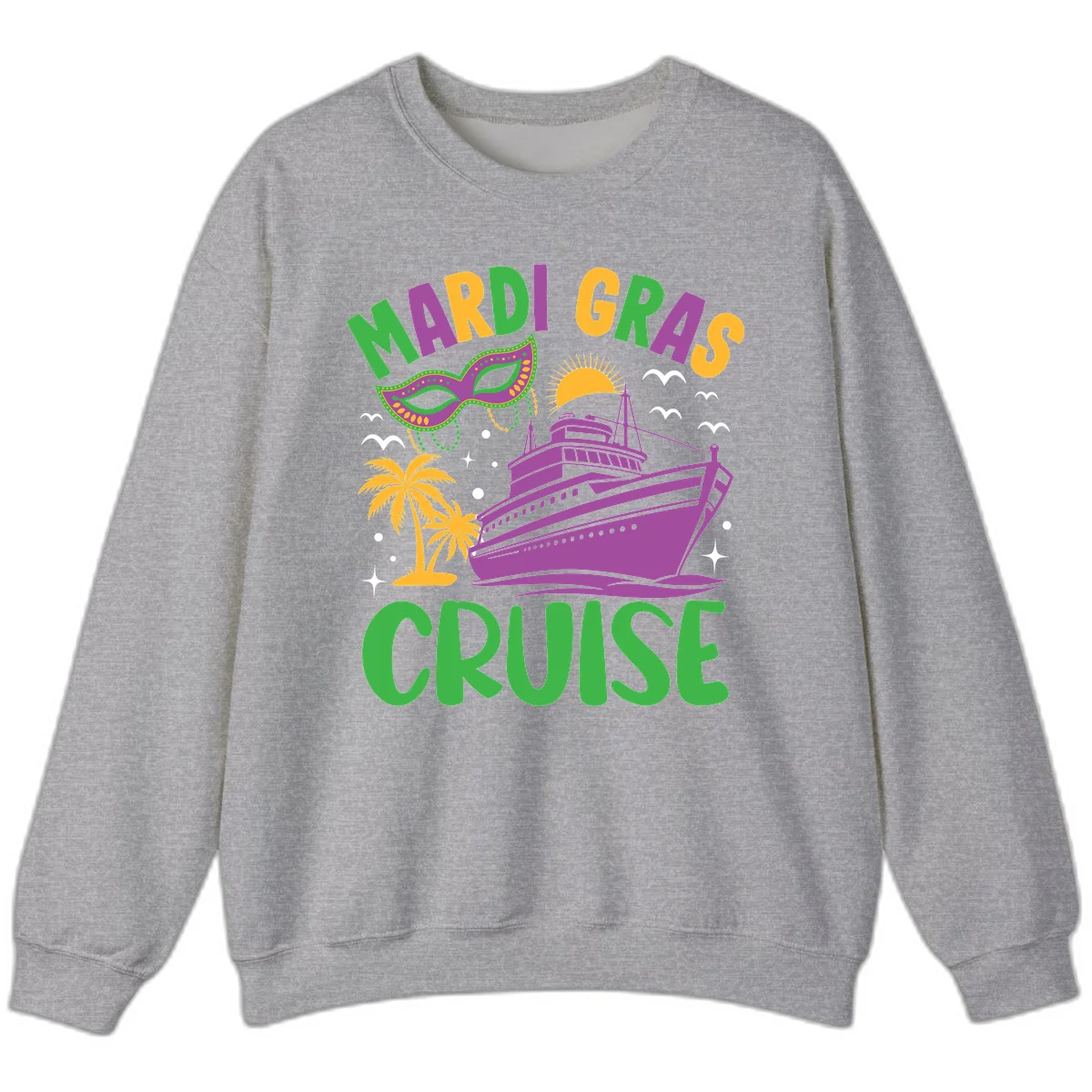 Mardi Gras Cruise Sweatshirt in Sport Grey