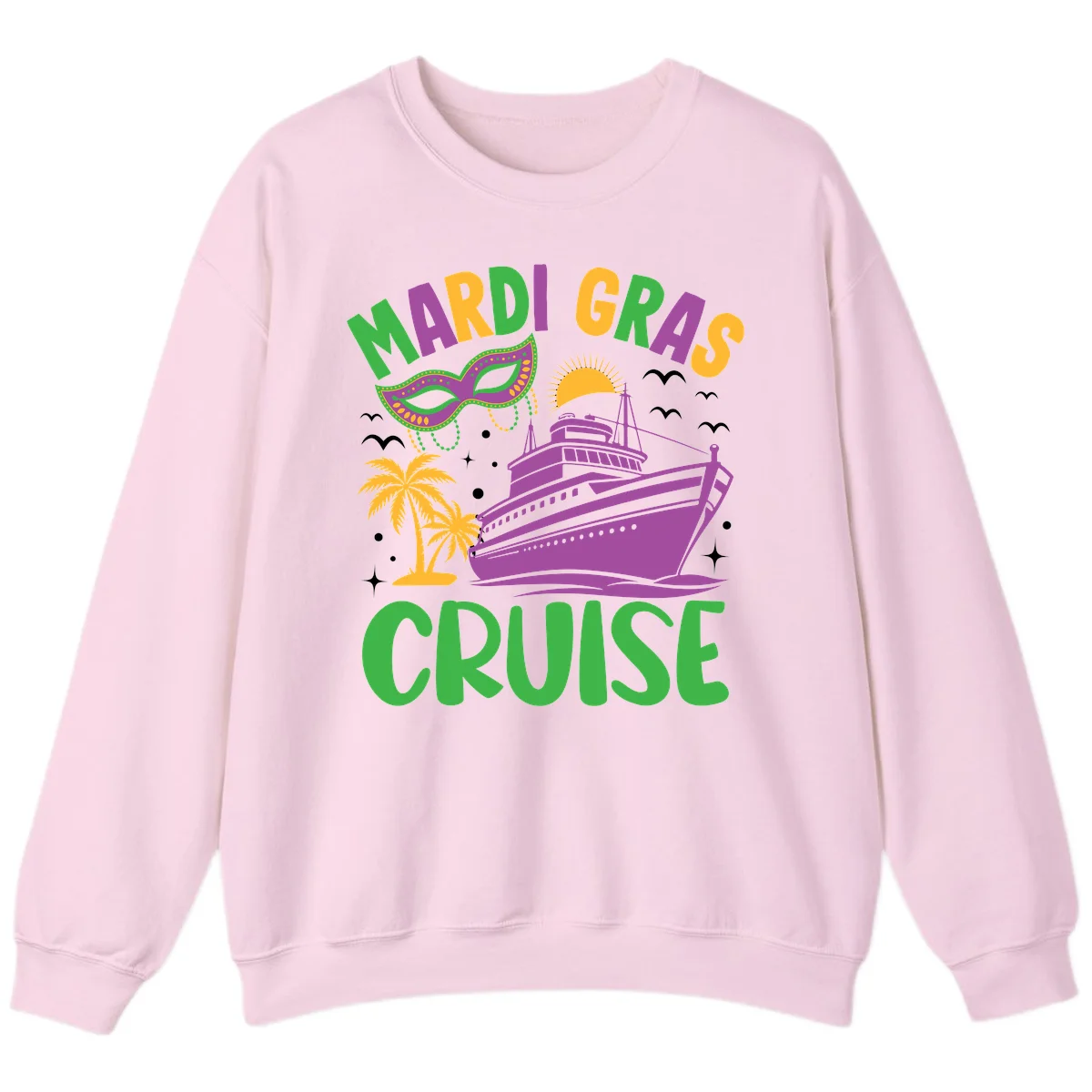 Mardi Gras Cruise Sweatshirt in Light Pink