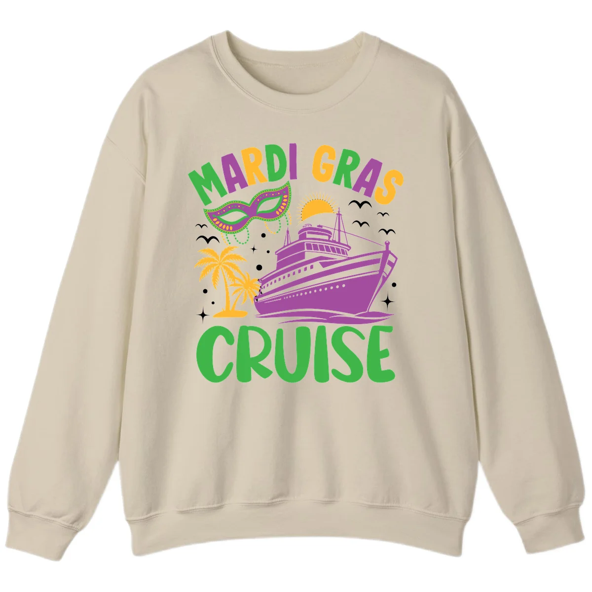 Mardi Gras Cruise Sweatshirt in Sand