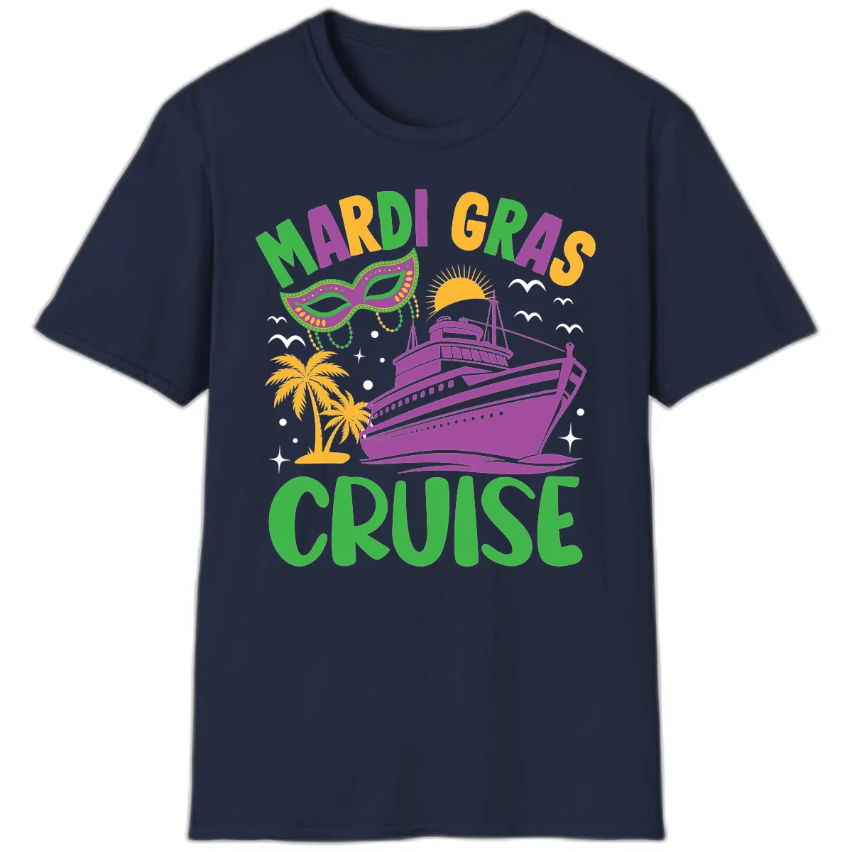 Mardi Gras Cruise T-Shirt in Navy