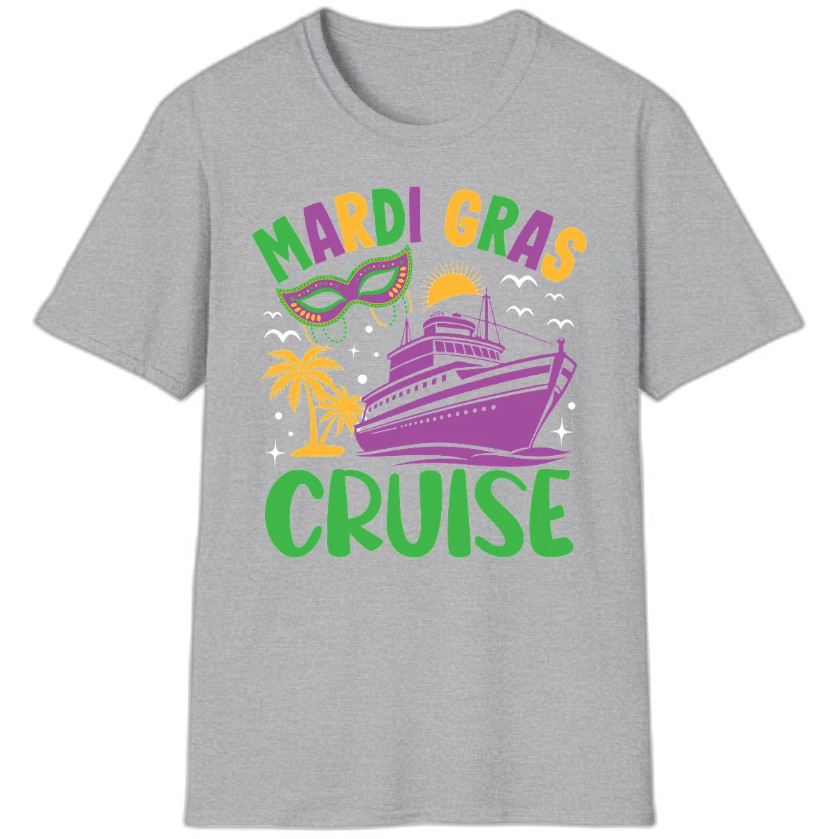 Mardi Gras Cruise T-Shirt in Sport Grey