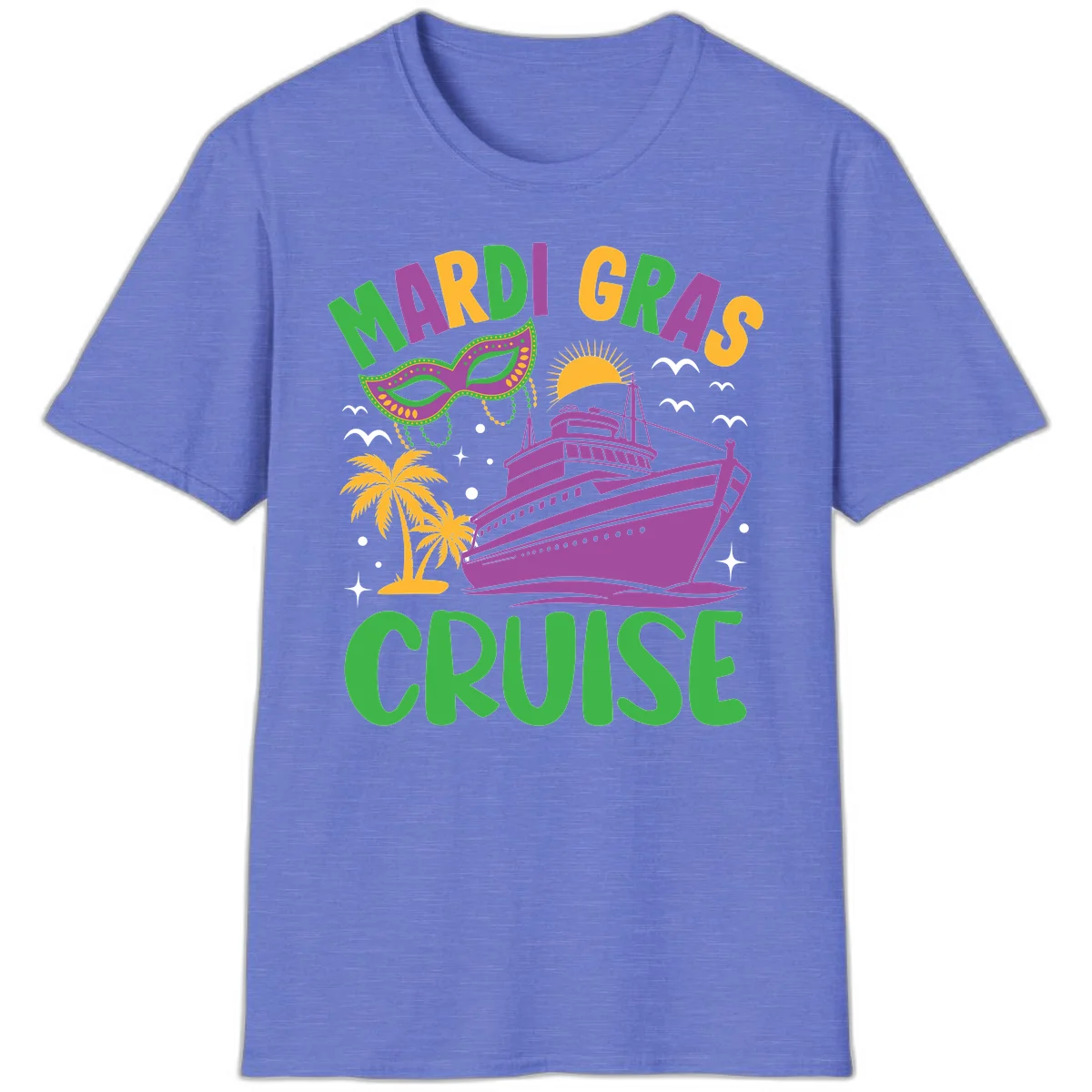 Mardi Gras Cruise T-Shirt in Heather Royal