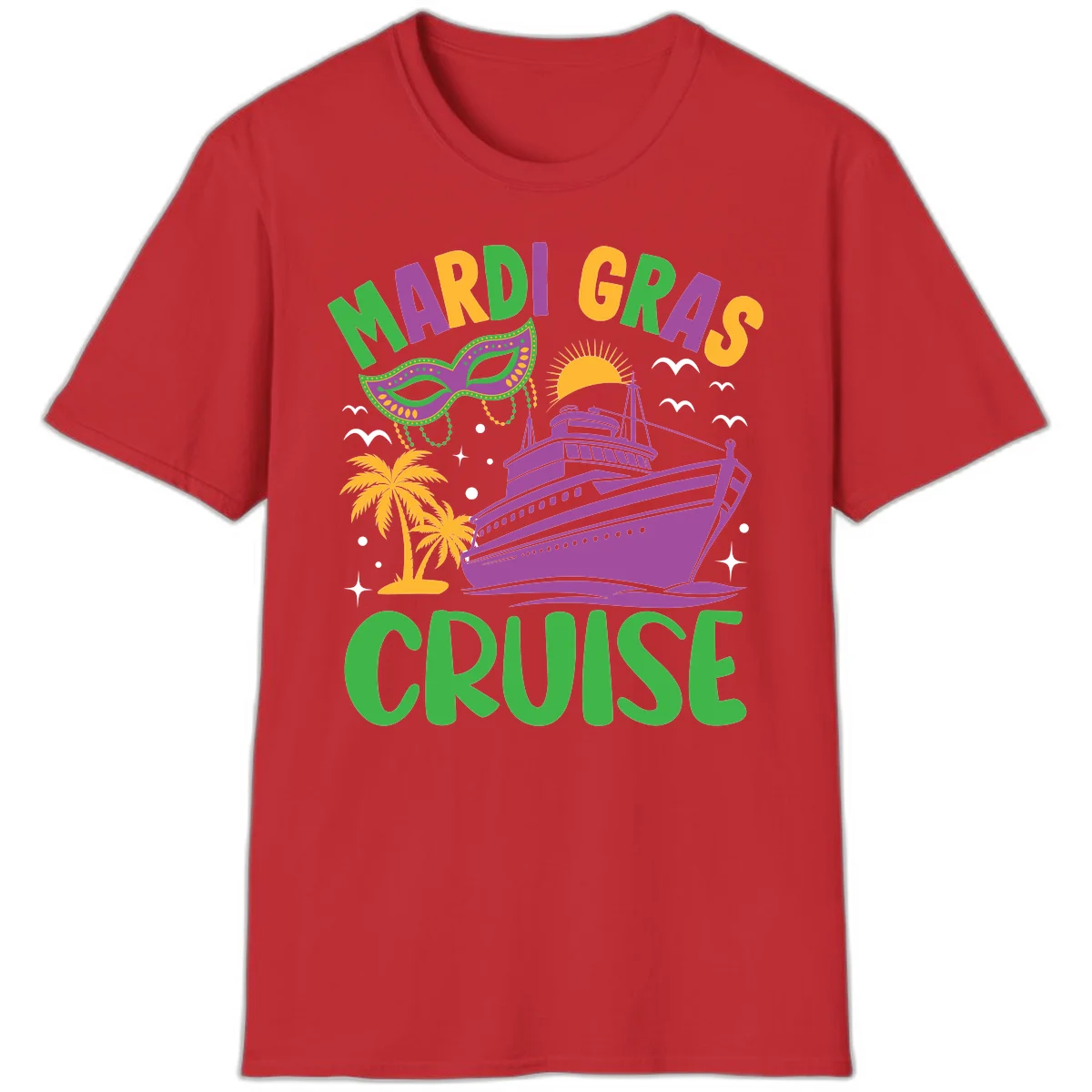 Mardi Gras Cruise T-Shirt in Red