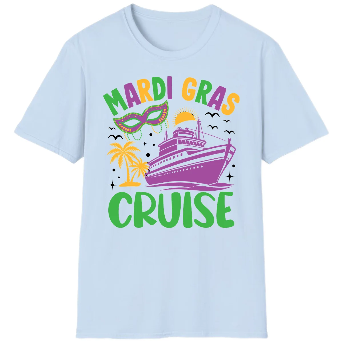 Mardi Gras Cruise T-Shirt in Light Blue