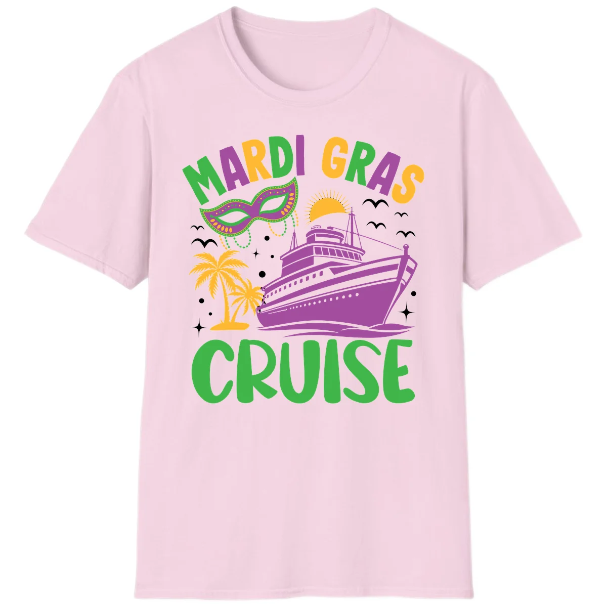 Mardi Gras Cruise T-Shirt in Light Pink