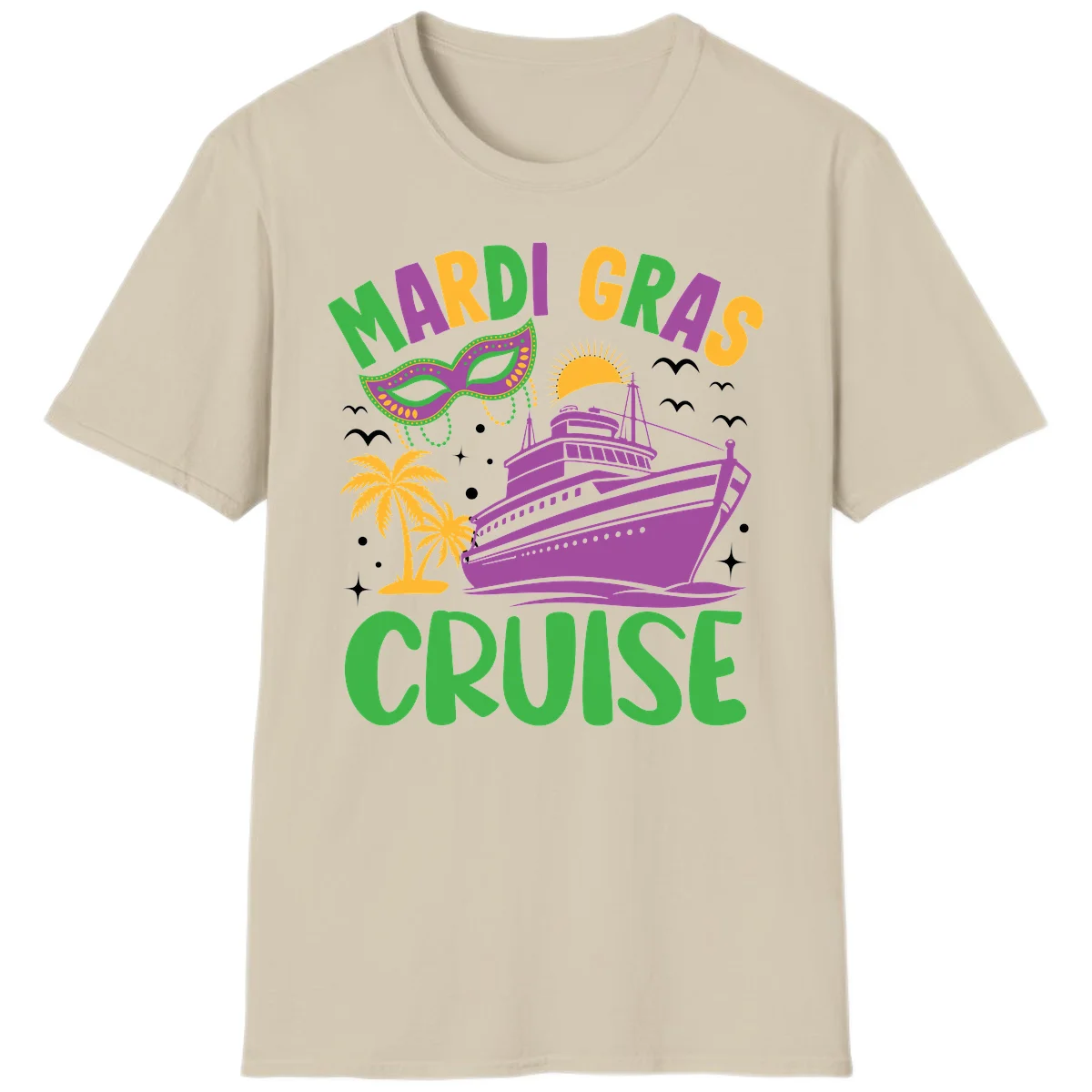 Mardi Gras Cruise T-Shirt in Sand